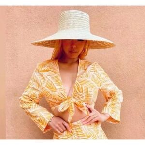 Shade & Shore Women's Top Cover up Tie-Front Long Sleeve Orange Size M